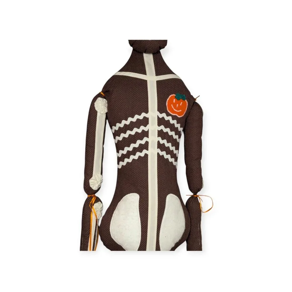 Unique Handmade Brown & White Cloth Hanging Skeleton Halloween Decor 60